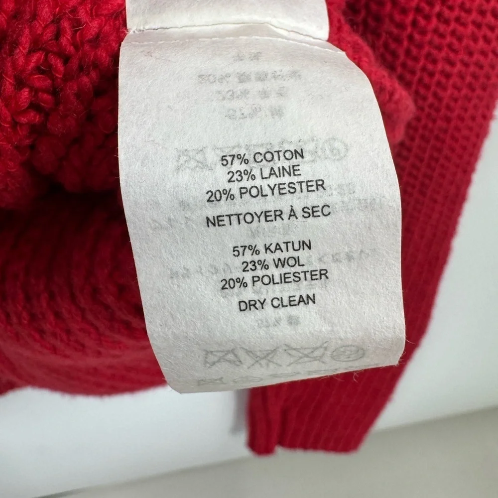 Armani Exchange Sweater Men’s M Red Shawl Collar Spellout Ribbed Fisherman